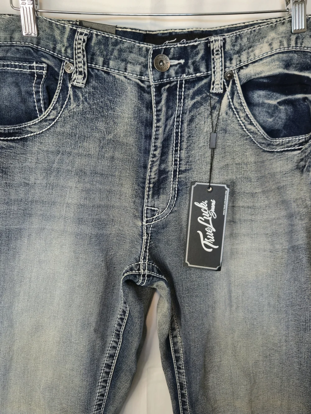 Men`s True Luck Relaxed Bootcut Classic Stretch Denim Jeans Size 36x32 0890